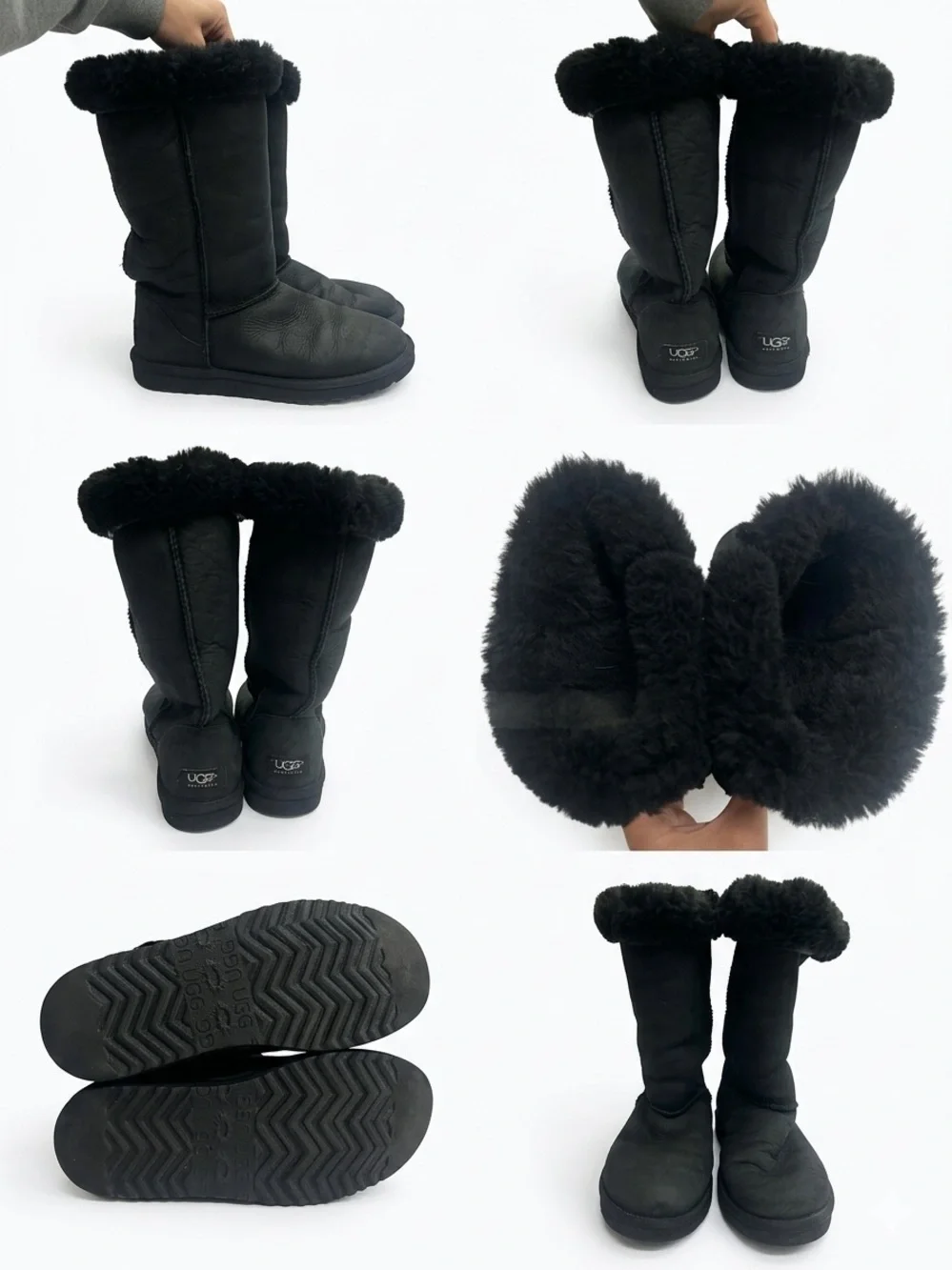 UGG Black Shearling Cuffed Classic Tall Winter Boots